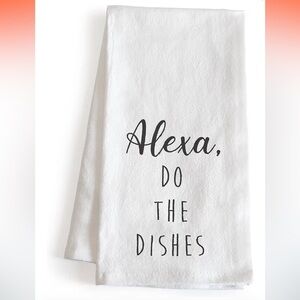 White Kitchen Towel with Black Text